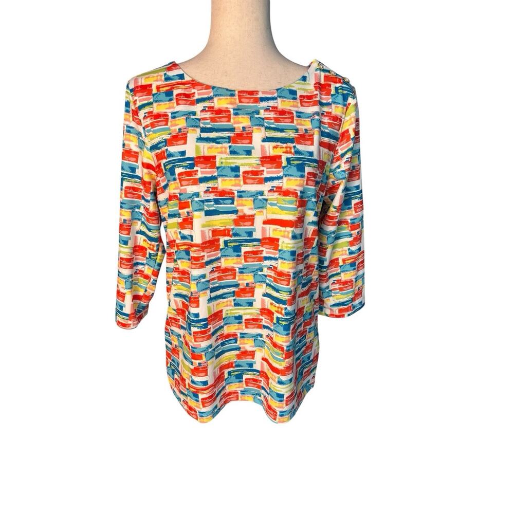 Peck & Peck Womens Size M Colorful Top Artsy Stretch